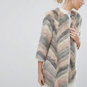 Ted Baker Chevron Faux Fur Coat